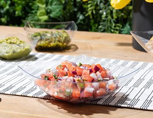 4 Pack Disposable Clear Plastic Serving Bowls Square Party Candy Use 32oz