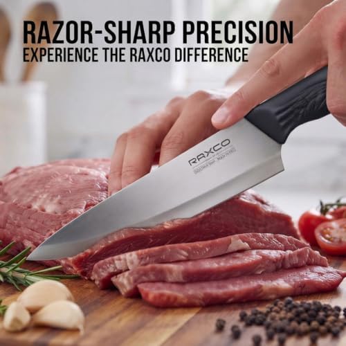 RAXCO 15-Piece Kitchen Knife Set with Sharpener, Black