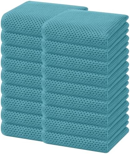 Homaxy 100% Cotton Waffle Weave Kitchen Dish Towels 18-Pack, Lake Blue