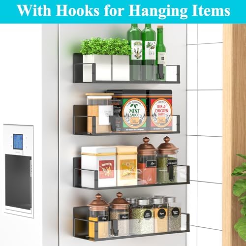 HuggieGems Metal Magnetic Spice Rack for Refrigerator Clear, 4 Pack