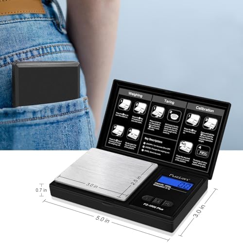 Fuzion Digital Pocket Gram Scale 0.1g/1000g - Small Food Scale with Tray