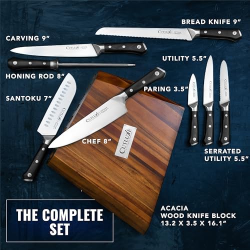 Cutluxe Kitchen Knife Set, 8-Piece Chef Knives with Acacia Wood Block
