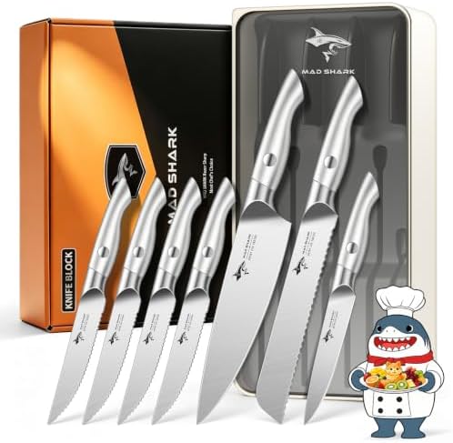 MAD SHARK 8 PCS Drawer Knife Set with Organizer, Kitchen Knife Block Sets