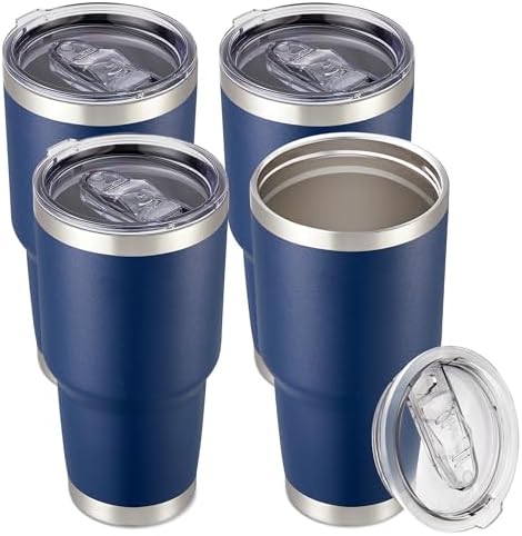 30 oz Tumbler with Lid Stainless Steel Tumblers Bulk, 4 Pack