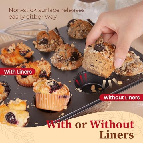 CARTMAN 2-Pack 12-Cup Muffin Pan Set, Carbon Steel Nonstick Cupcake Tin