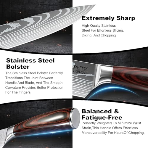 Dfito Kitchen Knife Set 5 Pieces, Professional Chef Knives Set Gift Box