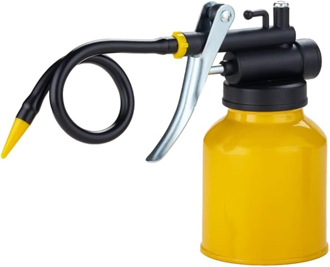 Hand Pump Oiler Can Professional Level 8 oz. Capacity Pump Oiler with Metal & Long Flex Spout