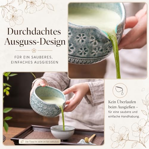 Buucup Blue Matcha Set, Ceramic Bowl Kit with Bamboo Whisk & Tools