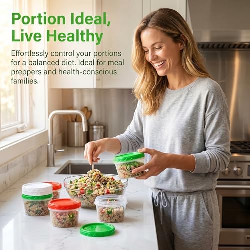 EONJOE 16oz Plastic Freezer Food Soup Containers with Lids, 2 Cup, 12pcs