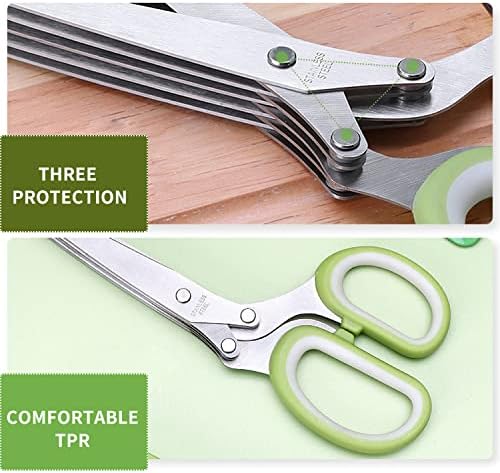 Herb Scissors Set,Multipurpose 5 Blade Kitchen Herb Cutter with Safety Cover and Cleaning Comb for Cutting Shredded Lettuce, Cilantro Fresh, Green Onion Fresh and etc.