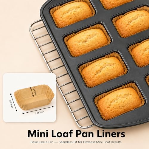 150 Pcs Mini Loaf Pan Liners Compatible with Wilton Mini Loaf Pan