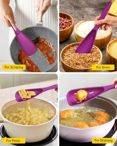 BUNDLEPRO Silicone Cooking Spoons for Nonstick Cookware, One-Piece, 2 Pack