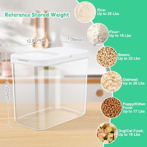 TBMax Rice Flour Storage Container with Automatic Flip-up Lid 25 Lbs | 12.68 Qt, Tall and Narrow Food Storage Flour Bin for Kitchen Pantry Organization, Pet Dog Cat Food Storage Container