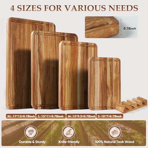 4 Pack Teak Cutting Board Wood Wooden Cutting Boards For Kitchen
