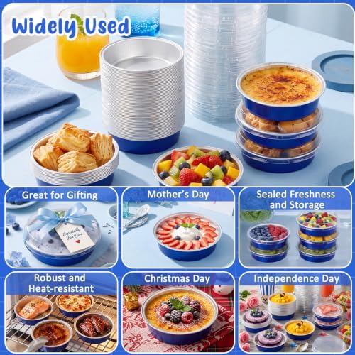Yinder 120 Pcs Mini Cake Pans with Lids, Mini Pie Tins (Sapphire Blue)