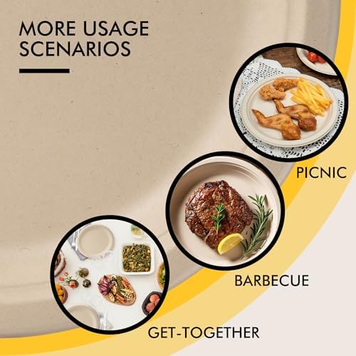 RACETOP Compostable Paper Plates 10 Inch [150 Pack]