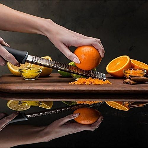 8-Inch Lemon Zester & Cheese Grater, 18/8 Stainless Steel, Black