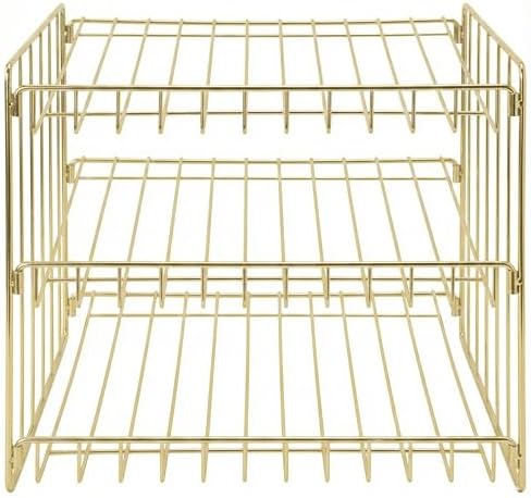 Kitchen Details 3 Tier Can Storage Organizer Rack in Gold