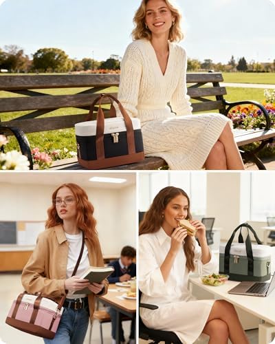 LOVEVOOK Insulated Lunch Bag for Women & Men - Cooler Lunch Tote and Lunch Box for Work and Travel, Pink