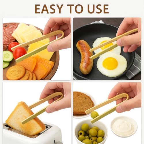 36Pcs Mini Bamboo Tongs For Charcuterie, Disposable Wooden Serving Tongs