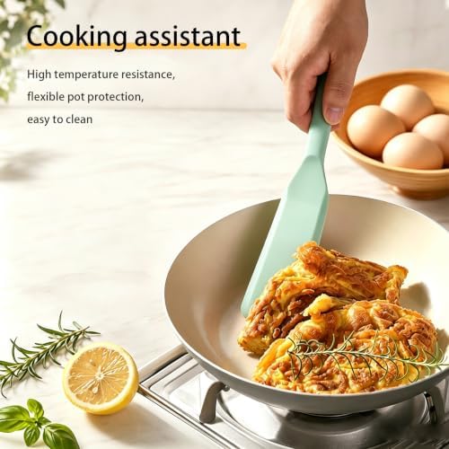 【2 Pack】Kunovo Small Spatula for Nonstick Cookware Mini Spatulas for kitchen Use,Heat-Resistant Silicone Thin Spatula Cooking Baking (2 Pack-Blue-Pink)