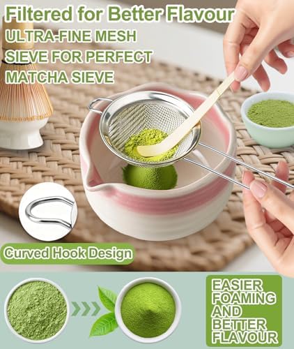 JBER Matcha Whisk Set, 7PCS Matcha Set with Bamboo Whisk and Ceramic Bowl