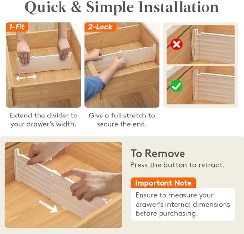 Lifewit 5" Tall Drawer Dividers, Adjustable Deep Drawer Organizer Clothes