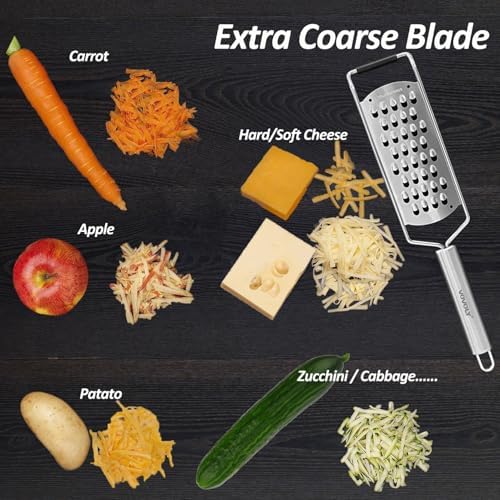 Professional Zester Grater Extra Coarse, Razor-Sharp Stainless Steel Blade