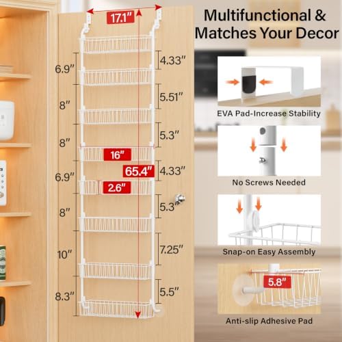 Delamu Over The Door Pantry Organizer, 8-Tier Hanging Spice Rack