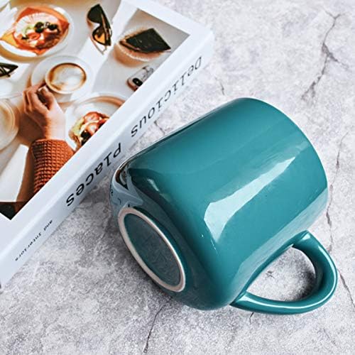 Bosmarlin Glossy Ceramic Coffee Mug Set of 2, Tea Cup for Office and Home, 18 oz, Suitable for Dishwasher and Microwave(Aquamarine, 2)