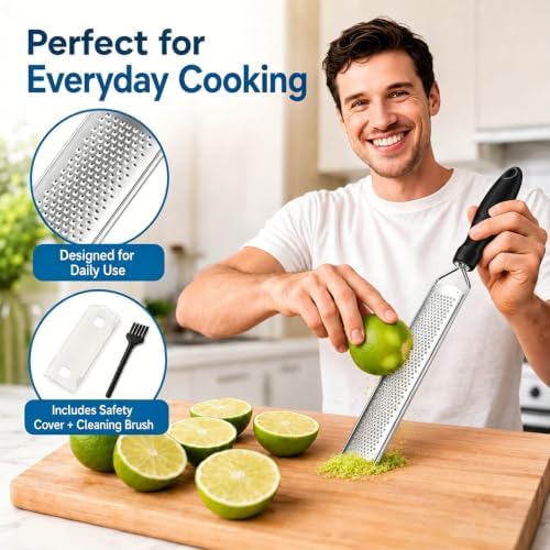 Lemon Zester Grater, Stainless Steel Zester Grater with Handle