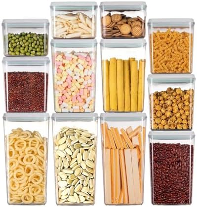 Airtight Food Storage Container with One-Touch Lid, 12-Piece Set (1.3, 2.1, 2.9, 3.6 QT* 3) Stackable Durable BPA-Free for Baking Supplies, Pasta & Systematic Bulk Organization