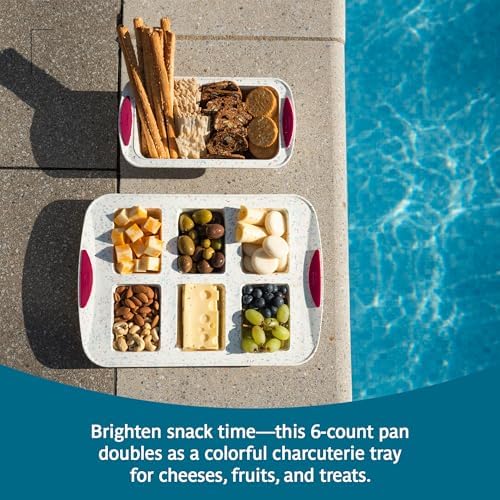 Trudeau Mini Loaf Pan – White Confetti/Fuchsia, 6-Cavity Nonstick Silicone Bakeware for Homemade Bread, Banana Bread, Pound Cake, and Mini Desserts – Flexible, BPA-Free, Dishwasher Safe