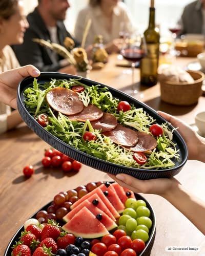 famiware Large Serving Platters Set of 3 Sizes - Oval, Nebulas Blue