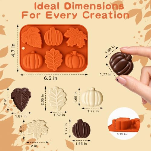 HKNMTT 2Pcs Pumpkin Silicone Molds 6-Cavity Fall Maple Leaf Silicone Molds
