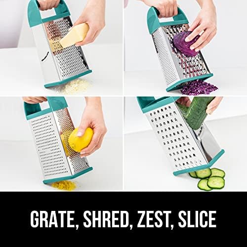 GORILLA GRIP® XL 4-Sided Stainless Steel BPA-Free Cheese Grater, Turquoise
