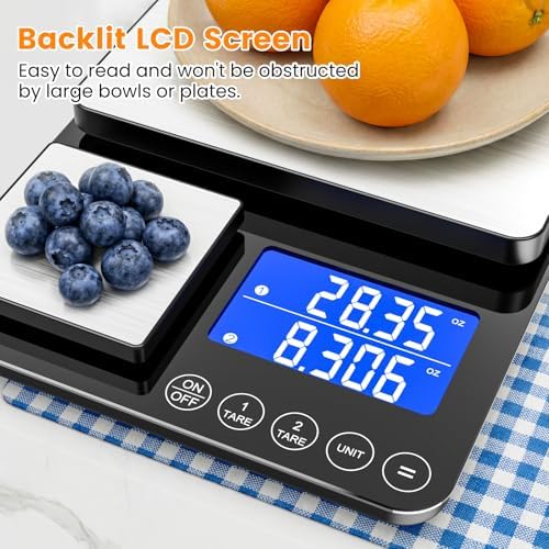 KKZ 0.001oz/33lb Kitchen Scale, Dual Platform Food Scale Grams and Ounces