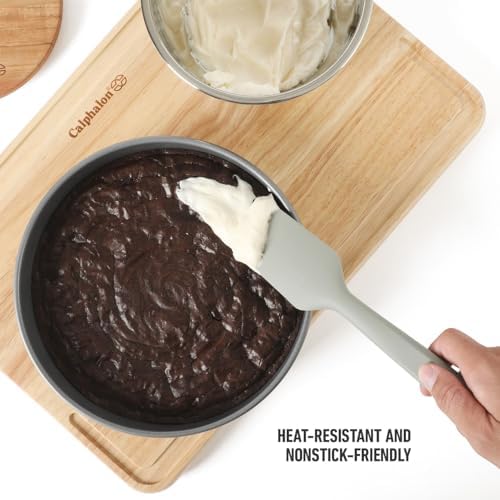 Calphalon Prime Silicone Scraper, Flexible Kitchen Scraper Spatula for Baking, Mixing & Nonstick Cookware, Heat-Resistant Durable Scraping Tool with Ergonomic Handle, Taupe