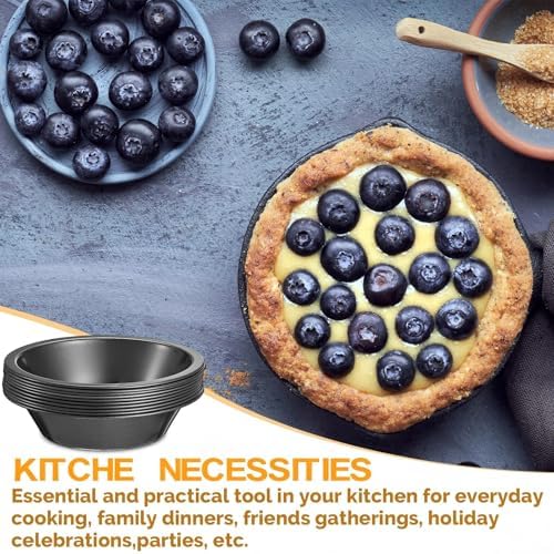 8 Pcs 4 Inch Steel Mini Pie Pans Tins, Black