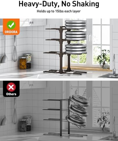 ORDORA Pots and Pans Organizer Under Cabinet 20.8" 8-Tier Adjustable Bronze
