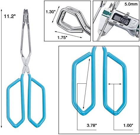 MSY BIGSUNNY Stainless Steel Scissor Tongs Heavy Duty Cooking Tongs with Soft Handles (2, blue 11" + 11")