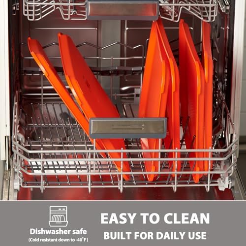 CURTA Fast Food Trays Bulk 6 Pack, 12 x 16 Inch Orange Plastic Lunch Tray, NSF Certified Cafeteria Serving Trays for School, Restaurant, and Business Food Service