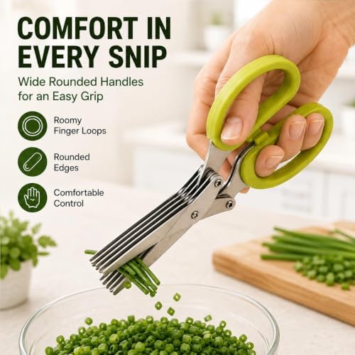 5 Blade Kitchen Herb Scissors, Vegetable Shears with Cleaning Comb