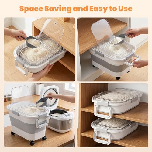 30 Lbs Rice Container, Collapsible Dog Food Storage Container