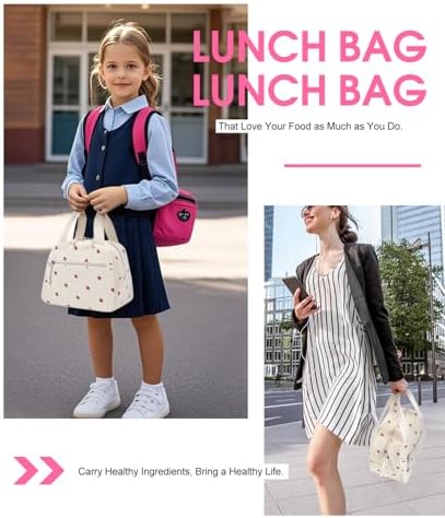 Lunch Bag for Women, Corduroy Small Insulated Lunch Box