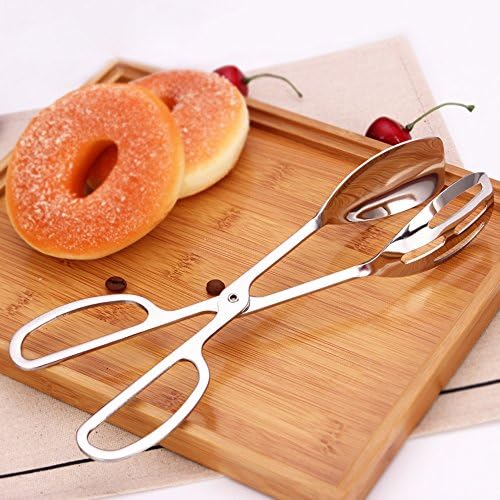 KEBE Serving Tongs for Cooking Buffet Party Catering, Thickening Food Serving Cake Bread Kitchen Salad Tongs, Stainless Steel