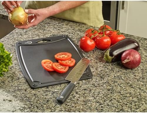 Mercer Culinary Composite Cutting Board-14 1/2" X 11", with Non Slip Feet and Juice Groove, Black
