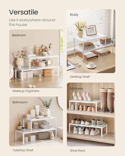 SONGMICS Spice Rack, Expandable Kitchen Countertop Shelf, Steel, Set of 1
