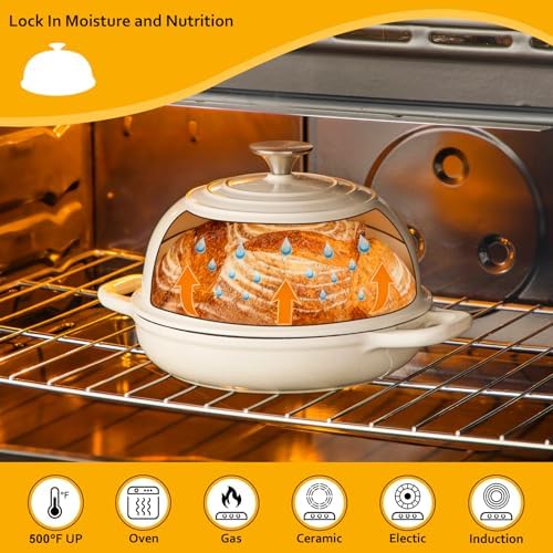 Velaze 5 QT Enameled Cast Iron Dutch Oven for Bread Baking with Dome Lid