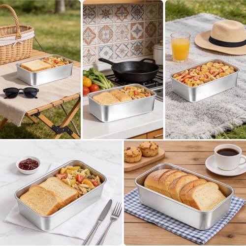 8 Pack Loaf Pan 8.5x5.7 Inch Stainless Steel Bread Loaf Pans for Baking, Silver Bread Tins for Baking Breads, Sourdough, Brownies and Pound Cakes, Dishwasher Safe